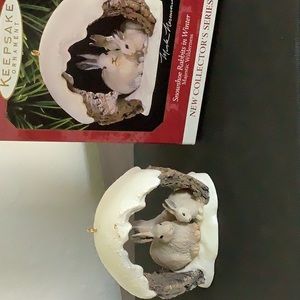 Snowshoe Rabbits in Winter ornament